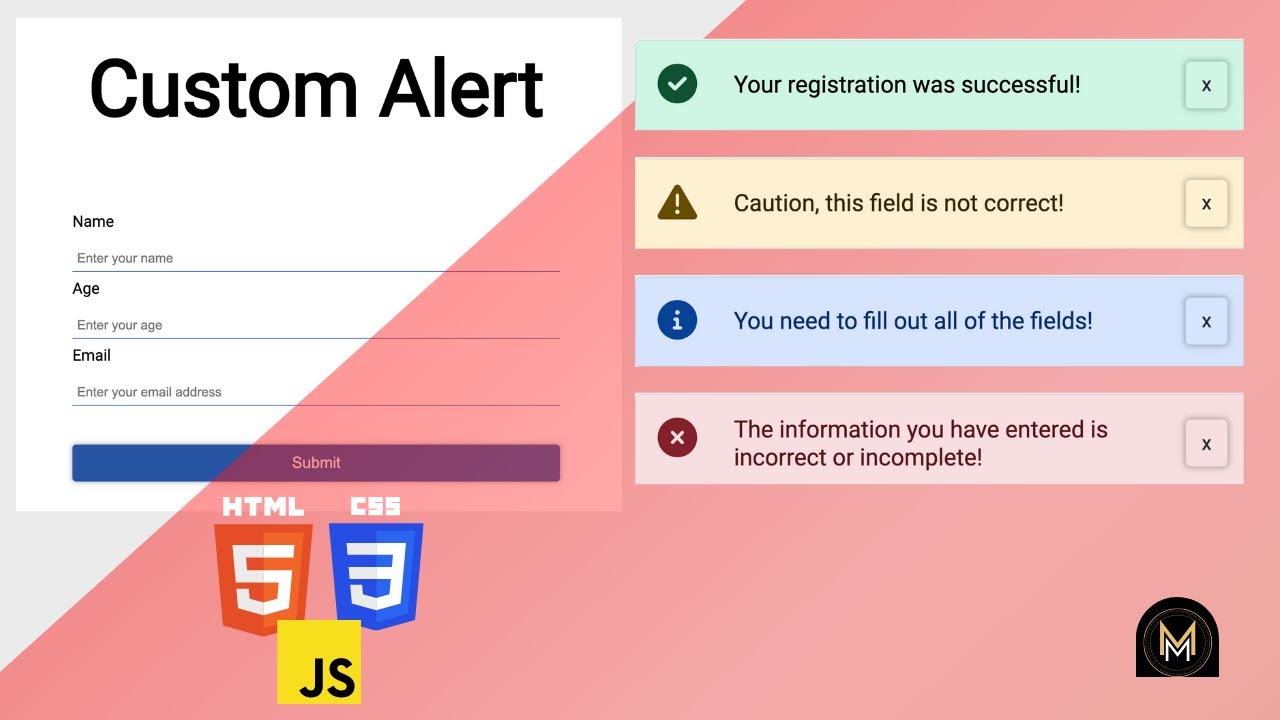 alert php สวยๆ  2022 Update  Build 4 Custom Alert Components using HTML CSS and JavaScript