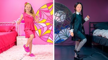 Nastya and Wednesday plays Pink vs. Black Challenge