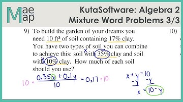 KutaSoftware: Algebra 2- Mixture Word Problems Part 3