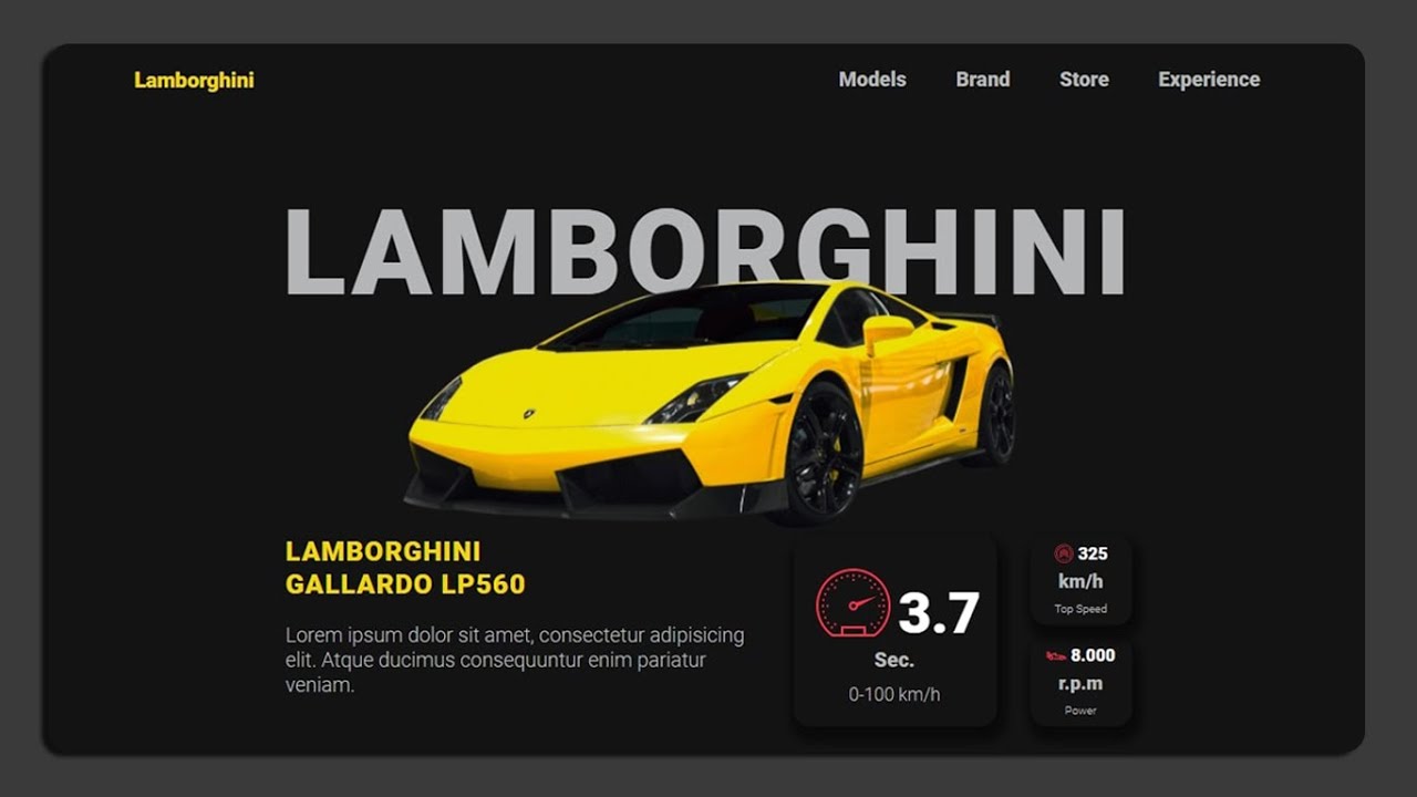 Make a Responsive Landing Page Website (Lamborghini) Using HTML & CSS from  Scratch - YouTube