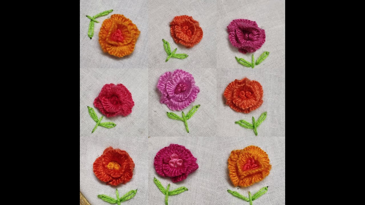 255-Scattered motif of tiny roses with caston stitch(Hindi /Urdu)