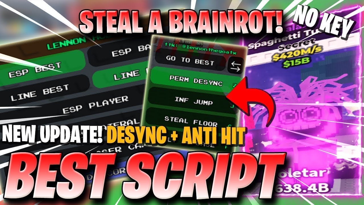 Steal A Brainrot Script *NO KEY* - LENNON UPDATE! PC & MOBILE! INVISIBLE, ANTI-HIT, DESYNC, & MORE!