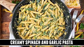 CREAMY Spinach & Garlic Pasta | Healthy ONE-PAN 30 Minute Recipe