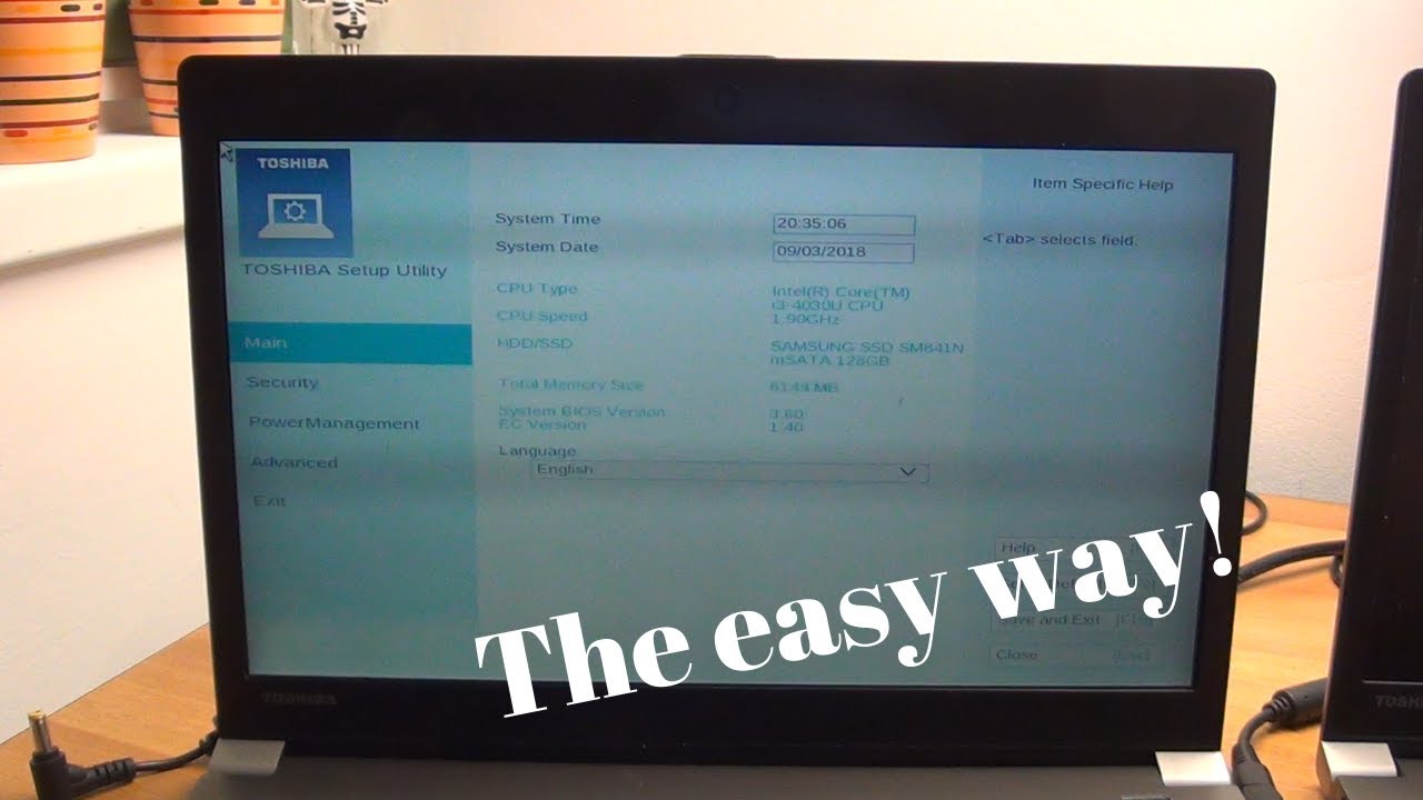 How to enter the BIOS on a Toshida Portege laptop - The easy way