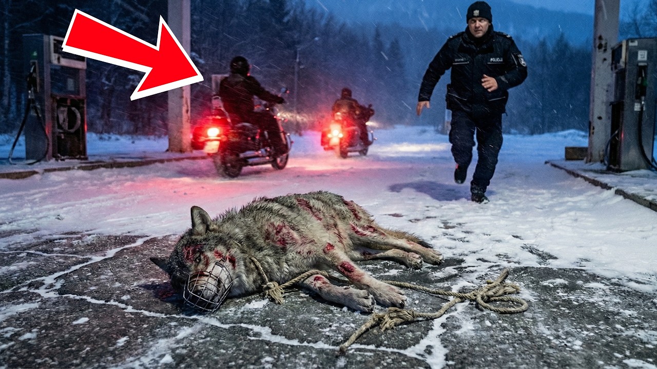 Motocykliści pastwili się nad konającym wilkiem w deszczu — dopóki nie zjawił się detektyw z psem.