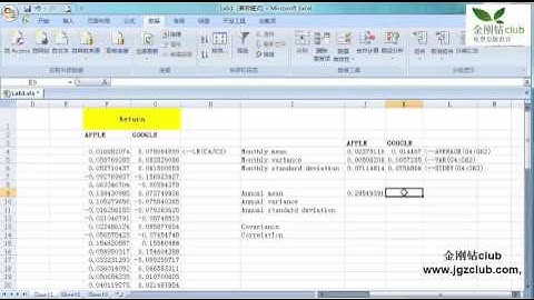 Excel金融应用（计算股票回报率，方差，协方差）