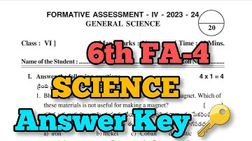 FA-4 Class 💯6th ANSWERS SCIENCE Question paper new syllabus | 6th SCIENCE fa4 question paper #6thfa4
