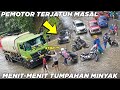 Menit Menit Mengerikan Pengendara Motor Terjatuh Masal, Tumpahan Minyak Sitinjau Lauik Kacau Total