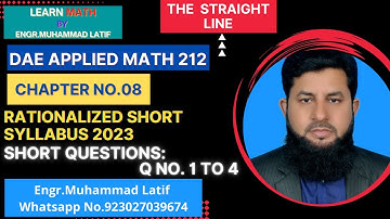 DAE Math 212 2nd year | chapter 8 | The Straight Line |Short Questions | Mathematics | Maths online