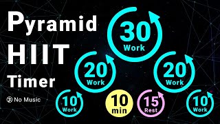 10-Minute Pyramid HIIT Timer | 10s–20s–30s–20s–10s Work, 15s Rest (No Music)
