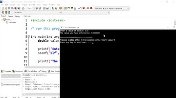 C++ 1: Ask the user to enter a double number using scanf then printing it using printf in (Dev-C++).