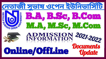 NSOU Admission 2021-2022 || Netaji Subhas Open University Admission || B.A,B.Sc,B.Com/M.A,M.Sc,M.Com