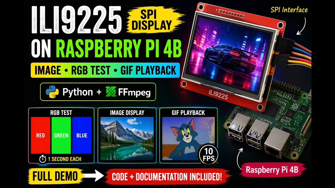 Ffmpeg Raspberry Pi Raspberry Pi 4B SPI Display Interface | ILI9225 | Image, RGB Test | GIF ...