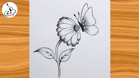 How to draw a Butterfly on Flower||Simple Pencil Sketch||Easy Drawing ideas for Beginners 