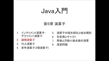 Java入門 第5章 演算子 (2)論理演算子