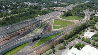 Aerial views of construction at the interchange in Meriden