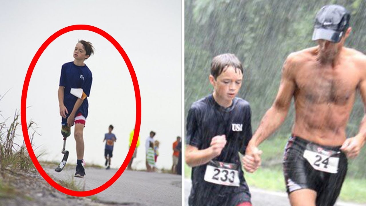 Marine Approaches A 9-year-old Boy In The Middle Of A Triathlon Baffling  Everyone Present - YouTube