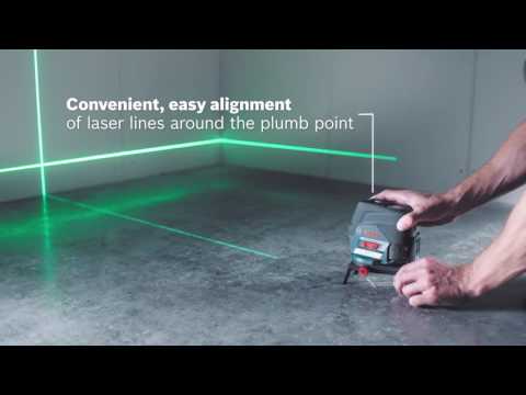 Video: Лазерен нивелир линеен/точков BOSCH GCL 2-50 CG, 20 м., 0.3 мм/м