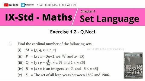 9th Std Maths - Ch:1- Set Language - Exercise 1.2 -Q.No: 1 - Cardinal Number of the Set