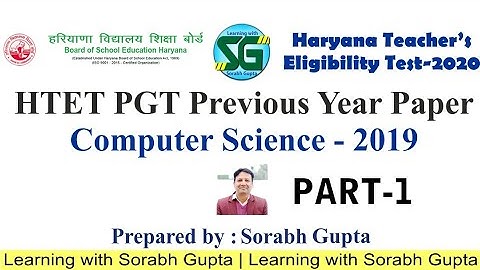 HTET PGT Computer Science Previous Year Question Paper 2019 (PART-1) Solution