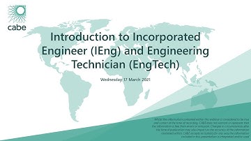 Webinar: Introduction to Incorporated Engineer IEng and Engineering Technician EngTech