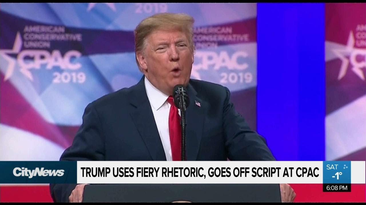 Trumps Script Trump goes off-script in CPAC speech - YouTube