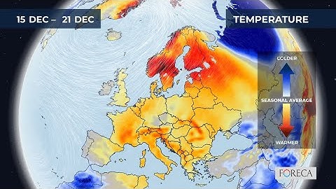 Monthly temperature forecast for Europe 16/12/2025