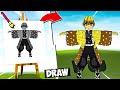 Minecraft, NOOB Vs PRO Drawing Build Competition in Minecraft || Demon Slayer