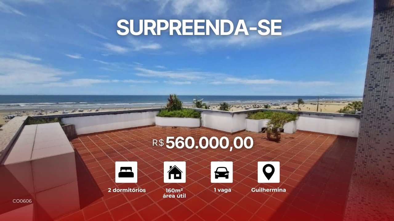Cobertura Frente Mar na Vila Guilhermina – 160 m² por Apenas R$ 560 Mil!