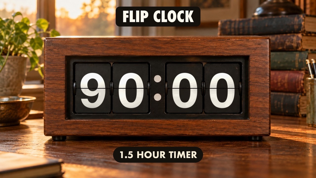 90 Minute Timer ⏰ Retro Flip Clock with Real Flip Sounds & Alarm ...