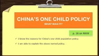 POPULATION - China's One Child Policy: What was it?
