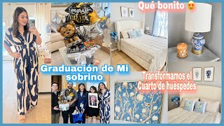 Nueva Cama 🙈 miren el cuarto de tiliches a Cuarto elegante🧑🏻‍🎓Graduación de mi Sobrino 