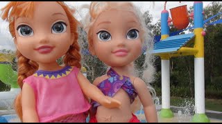Anna and Elsa Swimming Pool + Water Park Fun  - Young Anna and Elsa Toddlers