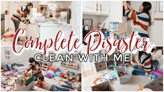 COMPLETE DISASTER ENTIRE HOUSE CLEAN WITH ME 2020 | My House is Trashed Where Do I Start? Justine