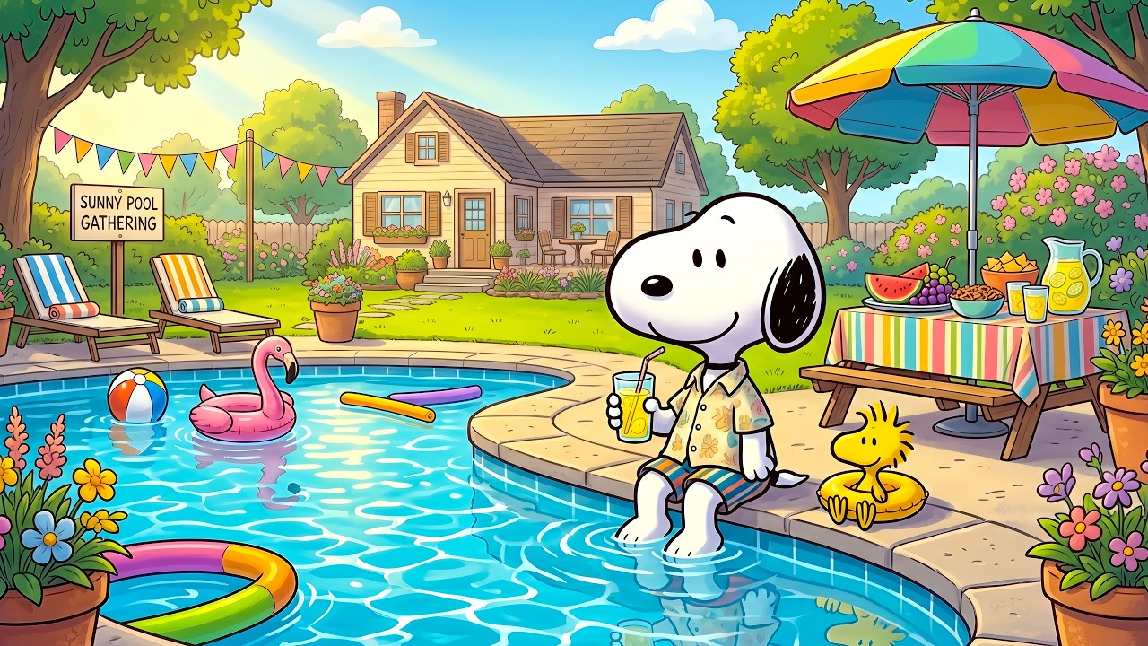 Snoopy's Perfect Summer Pool Day Jazz 🍉🎶 Relaxing Summer Music for ...