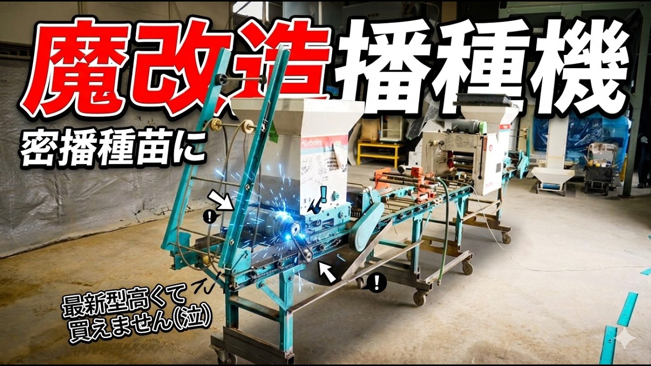 今日も絶好調でした魔改造播種機！・紙マルチ田植え用の3回目種まき