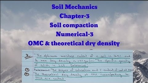 #3 numerical on optimum moisture content and max. dry density || theoretical dry density || soil mec