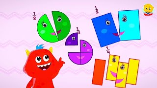 The Shape Fractions Song Learn Halves & Quarters Fun Math Song For Kids Bibo Kidloland