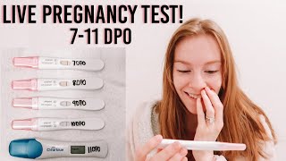 LIVE PREGNANCY TEST | FINDING OUT IM PREGNANT! | 7-11 DPO LINE PROGRESSION