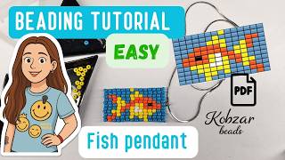 Easy beading tutorial. Fish pedant. Hand bead weaving / square stitch. Beading for beginners.