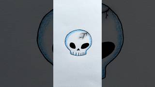 🎃💀 Cute Blue Skull Drawing for Halloween | Easy Spooky Art for Kids 👻✨️🎃