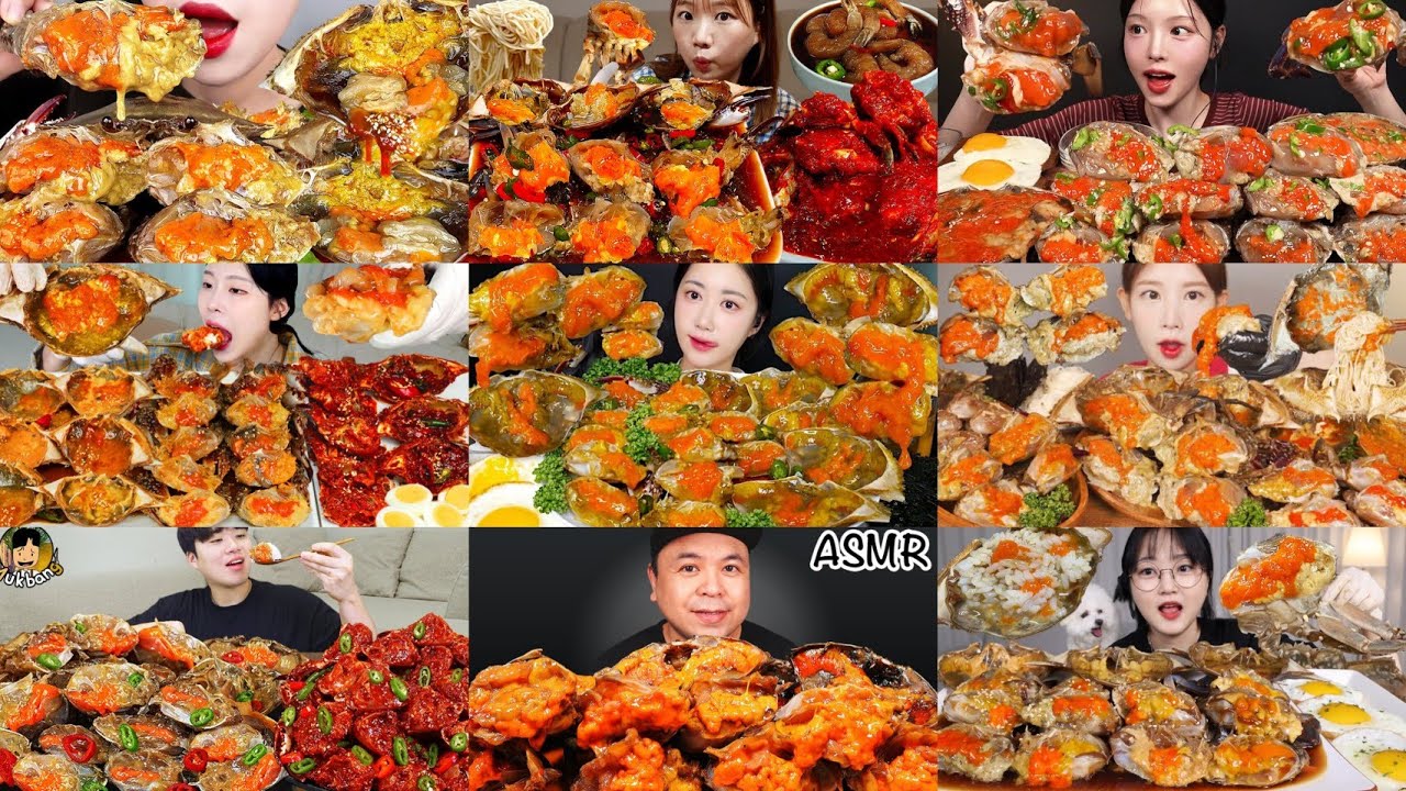 2× SPEED EATING SOUND | KOREAN MASSIVE RAW MARINATED CRAB, SPICY CRAB & CRAB ROE MUKBANG COMPILATION