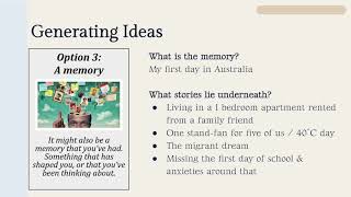 Creating Texts: Generating Ideas for our Writing about Personal Journeys