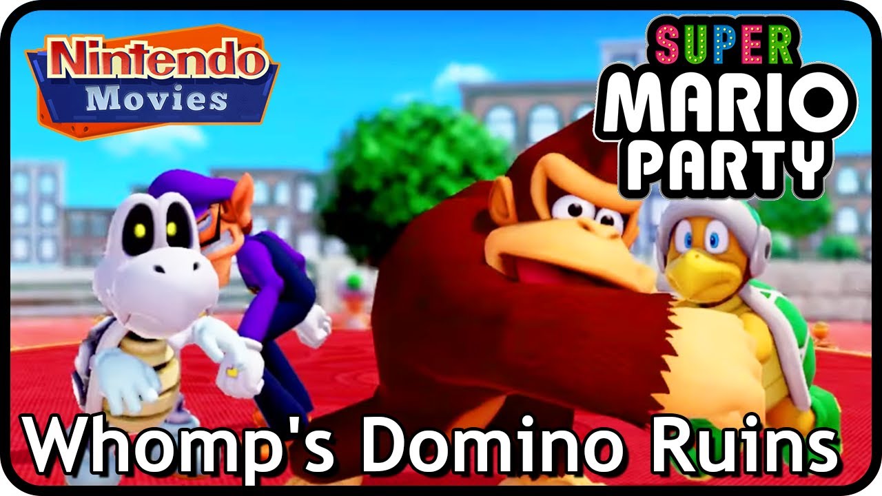 Super Mario Party - Whomp's Domino Ruins (4 players, DK vs Hammer Bro vs Waluigi vs Dry Bones)