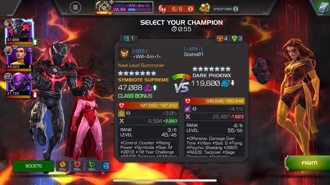 AW Season 60. Symbiote Supreme vs Dark Phoenix on Node 25 Thorns (Physical) / Be Like Water 