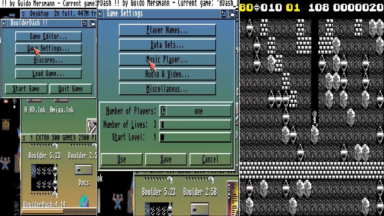 ATTRACT MODE AMIGA BOULDER DAESH boulderfull EXTRA 500 GAMES 2500 LEVELS &EDITOR BOUDERDAESH Boulder