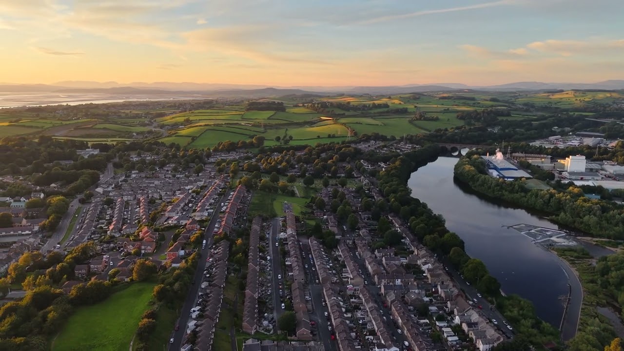 View round Hills with sun setting Lancaster 10 07 2025