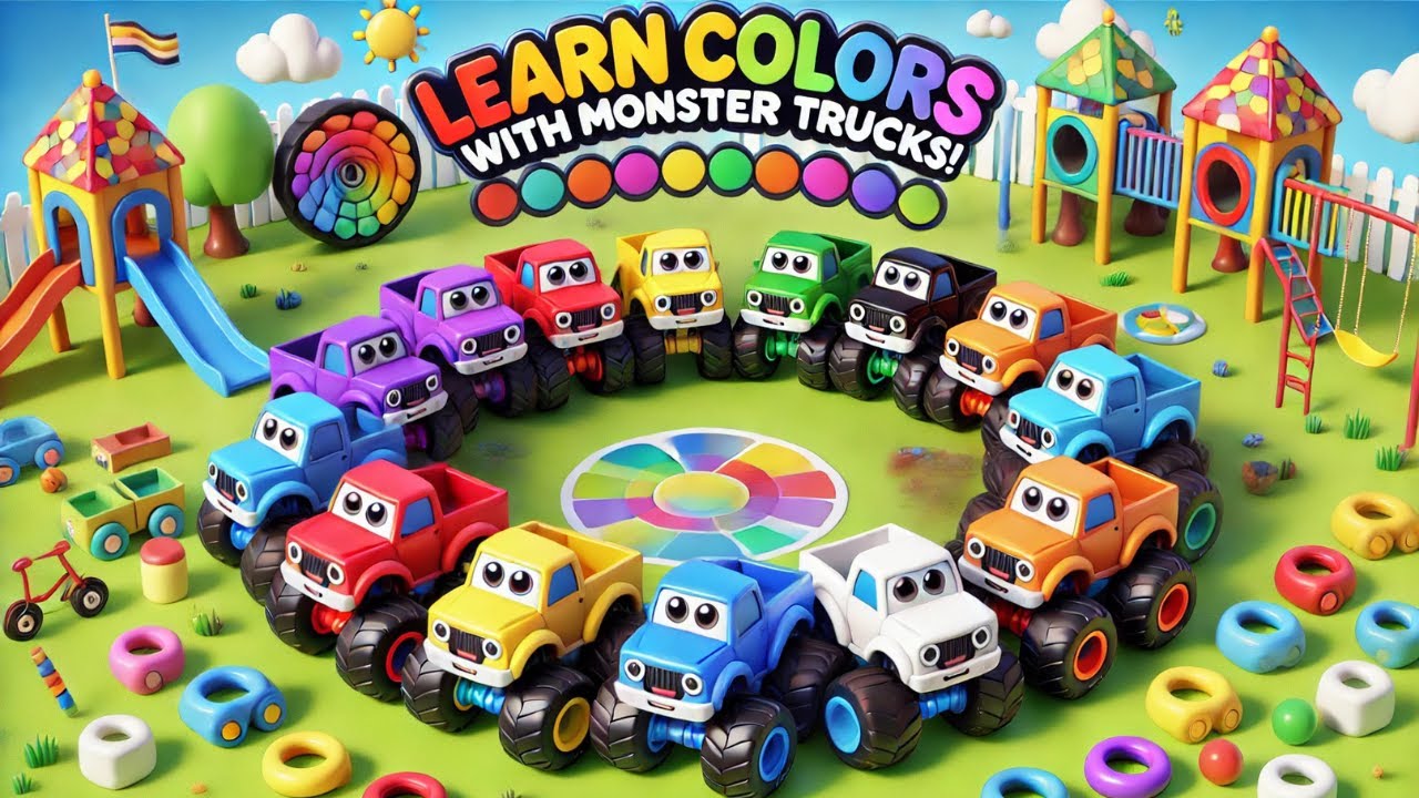 Learn Colors with Monster Trucks for Toddlers | Fun Color Song