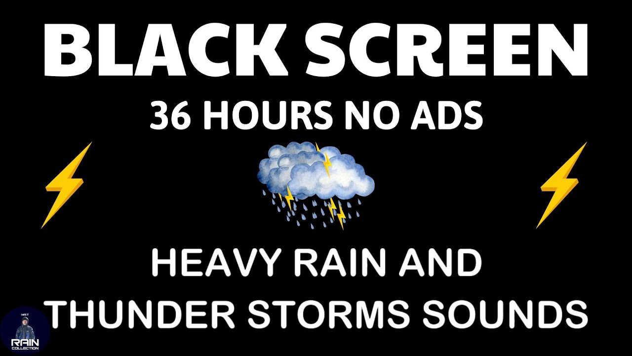 🔴 Heavy Rain and Thunder Sounds for Sleeping - Black Screen | Soothing Storm Sounds Live