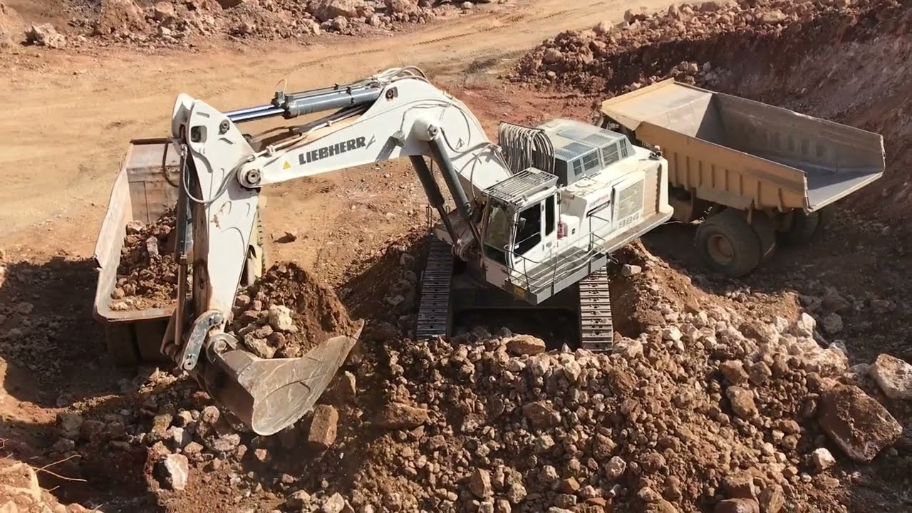 Liebherr 984 Excavator Loading Caterpillar Dumpers - Sotiriadis/Labrianidis Mining Works
